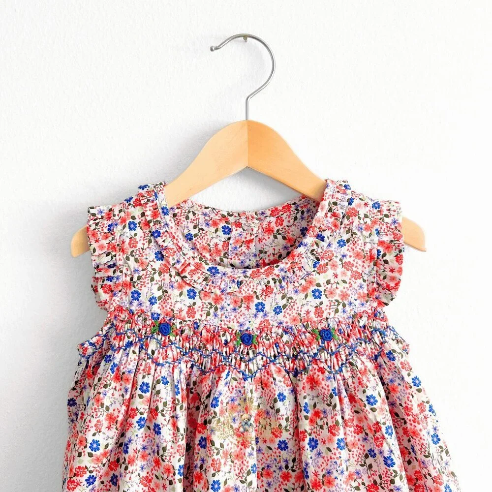 NWT Lovely Girls Smocked Embroidered Dress Boutique Special Occassion Formal 18M - Picture 3 of 5